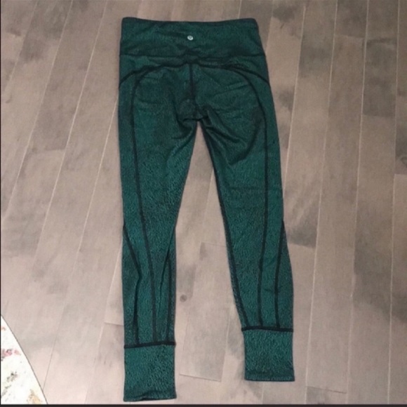 🍋Lululemon Rush Hour Tight Leggings Green Spray Jaquard - Picture 6 of 8